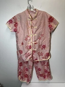 Vintage Y2K Pajama Set Pink 100% Cotton Asian Style Small - Picture 1 of 7