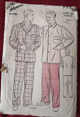 American Pattern for MEN'S PAJAMAS c. 1950 - Image 1 of 2