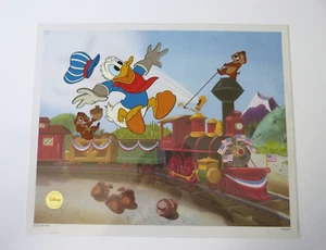 Rare Disney "Train Gang" Limited Edition Sericel Donald Duck Chip & Dale COA - Picture 1 of 6