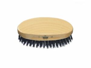 Mens Oval Beechwood Pure Black Bristle Hair Brush Kent Brushes Handmade MG2 