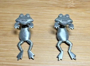 JJ Signed Happy Frog 3D Dangle Earrings Vintage - Picture 1 of 3