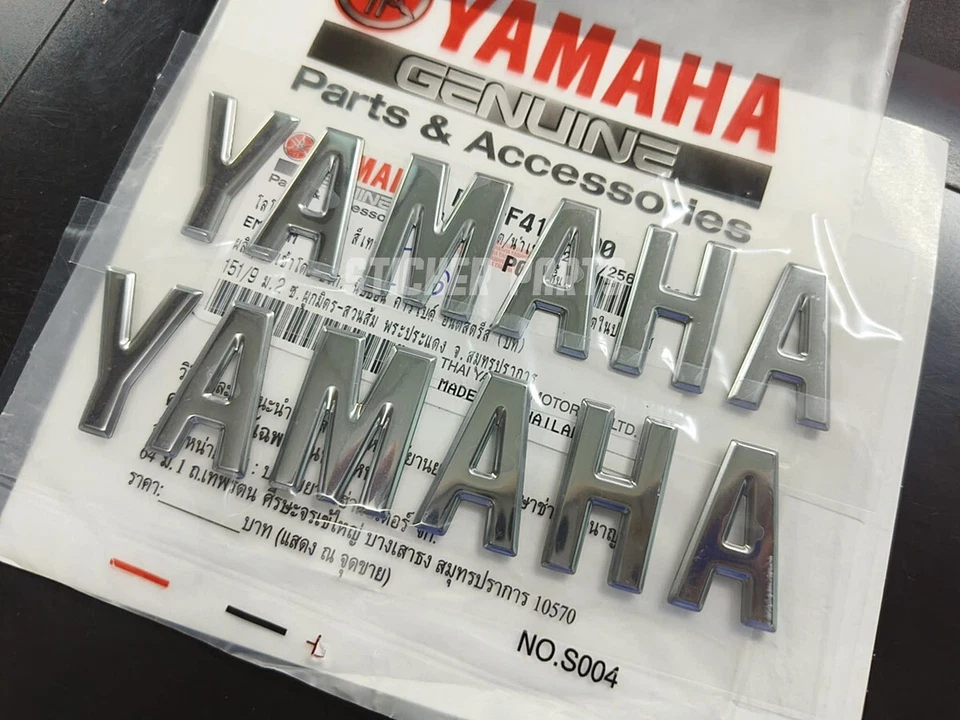 2X 3D STICKER FOR YAMAHA FUEL TANK EMBLEM LOGO DECAL FAIRING SILVER 28x120MM. - Изображение 1 из 4