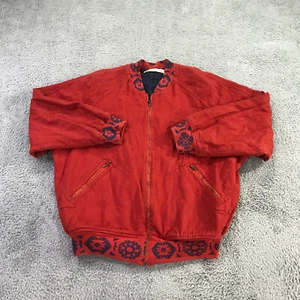 Vintage Kansai Yamamoto Jacket Mens Small Full Zip Bomber Red Blue Padded - Picture 1 of 13