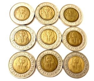 Rare Egypt-Lot Of (9) Circulated Egypt Pounds King Tut coins 2005 Collection - Picture 1 of 2