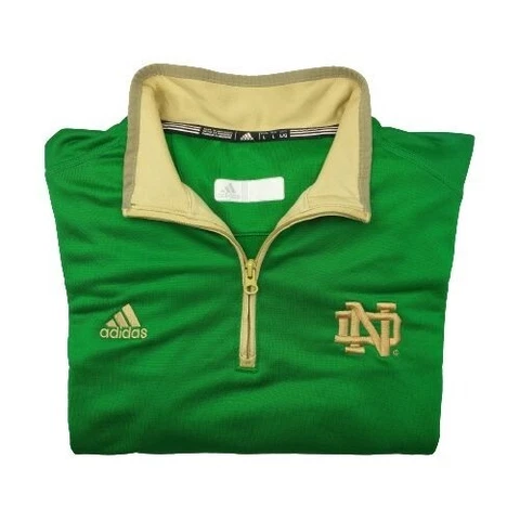 Adidas Mens Large Green Notre Dame Fighting Irish Quarter Zip Golf Top Cover