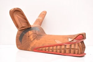 VTG Northwest Coast native American hand carved SALISH WOLF Mask Indigenous art - Picture 1 of 12