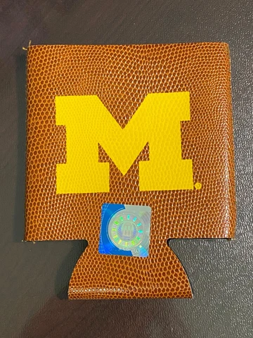 Michigan Wolverines Football NCAA Pleather Koozie Can Cooler Holder Meijer Cover