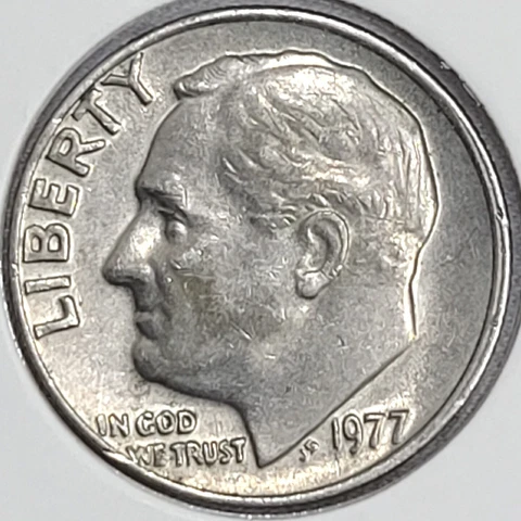 1977 Roosevelt Dime No Mint Mark Ddr- Die Crack On Reverse Cover