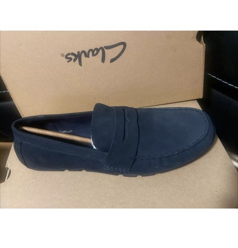 MOCASSINO CASUAL CLARKS OSWICK BAR UOMO NABUK NAVY SCARPE UK 10 5 G EU 45
