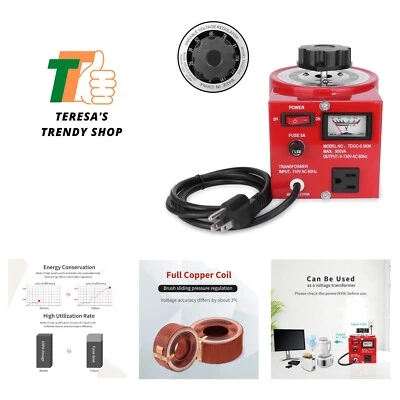 Voltage Transformer 5 Amp Auto AC Variable Voltage Regulator,500VAC Max,120VA... - Image 1 of 4