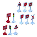  11 Pcs Traffic Sign Ornaments Plastic Child Simulation Road Model