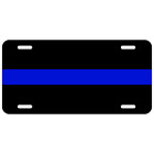 Reflective Thin Blue Line License Plate Tag Support Leo Police