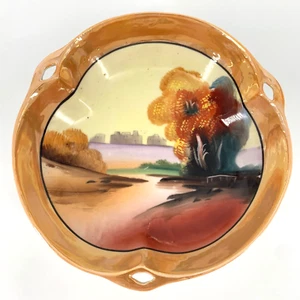 Chikaramachi Lusterware Bowl, Japan, Vintage Delicate Hand Painted Landscape 7" - Picture 1 of 8
