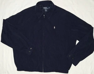 Polo Ralph Lauren Jacket Mens L, Navy Blue Bi-Swing Lined Bomber Tan Pony Nice! - Picture 1 of 6