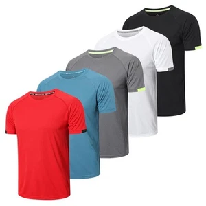 5 Pack Workout Shirts for Men Quick Dry Crew Neck Short Sleeve Tee Tops Moist... - Picture 1 of 7