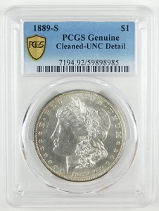 1889-S $1 Morgan Silver Dollar PCGS UNC Details Cleaned Coin C2470 - Picture 1 of 2