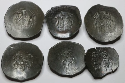 Imperio Bizantino Aspron Traquia Lote 6x Escifato de Bronce Nomismo Constantinopla #S1 Foto 1 de 4