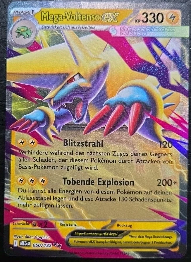 Pokémon Karte Mega-Voltenso Ex 050/132 Mega Entwicklung Deutsch NM - Bild 1 von 1
