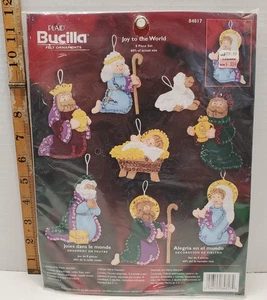 Bucilla 84817 Joy To The World Nativity Felt Ornaments Kit Christmas Set Vintage - Foto 1 di 2