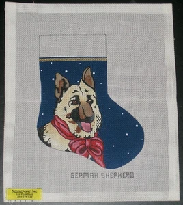 Needlepoint Inc. German Shepherd Mini Stocking Handpainted Needlepoint Canvas - Picture 1 of 1