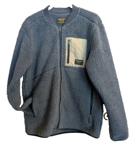 Burton Mens Sz Med Gray Grove Full Zip Sherpa Fleece Jacket Outdoors Cabincore - Picture 1 of 8