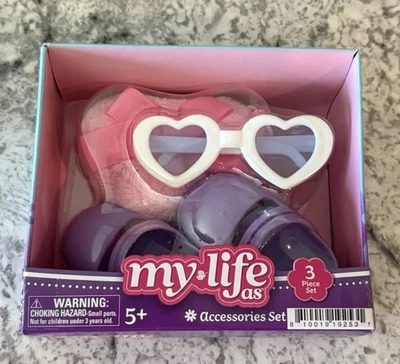 "Juego de accesorios de 3 piezas My Life As zapatos, cartera, gafas de sol para muñecas de 18"" nuevo en caja 2022" Foto 1 de 4