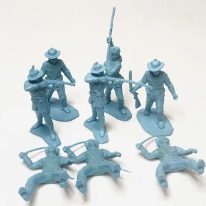 MARX 8 VINTAGE PIONEER DEFENDERS 54mm FIGUREN FORT APACHE PLAYSET Powder BLAU - Bild 1 von 4