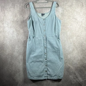 Chaps Jumper Dress Womens XL Blue White Striped Denim Sleeveless Nautical Preppy - Picture 1 of 10