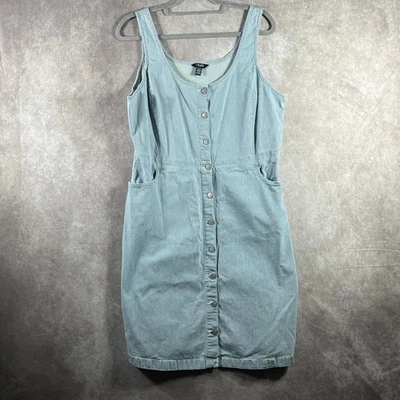 Chaps Jumper Dress Womens XL Blue White Striped Denim Sleeveless Nautical Preppy - Image 1 of 4