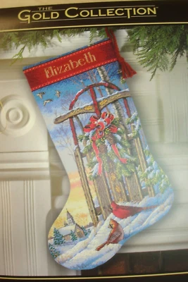 Dimensions Gold Collect Counted Cross Stitch Christmas Sled Stocking Kit 8819 - Image 1 of 4