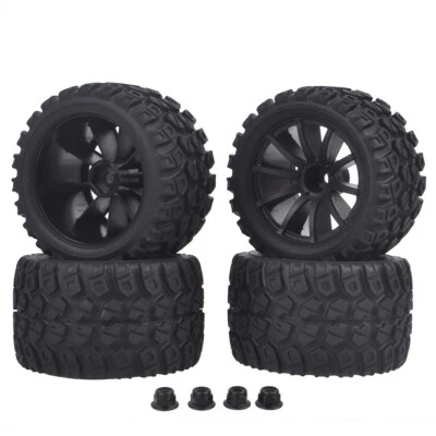 4PCS Rubber Wheel Tires with Lock Nuts for Traxxas 1/16 E-REVO /E-Revo VXL - Image 1 of 4