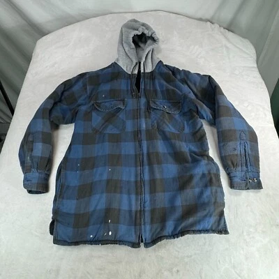 Chaqueta polar con capucha a cuadros azul envejecido Puritan para hombre talla M Foto 1 de 4