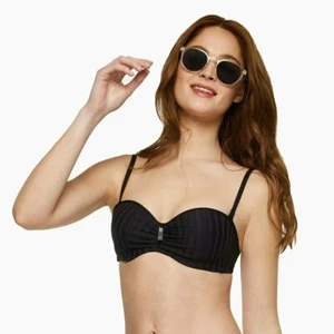 Haut de maillot de bain 100C (85C eu) Bandeau CHERRY BEACH Long Beach Noir - Picture 1 of 5
