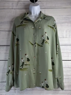 Blusa vintage Le Caviar para mujer grande estampado de golfista retro clásica preppy Foto 1 de 4