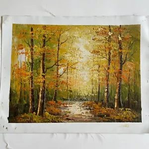 Herbst Waldweg Ölgemälde 12" x 16" - Bild 1 von 4