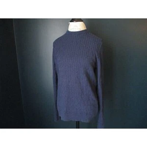 Massimo Dutti Cotton Wool Navy Blue Cable Knit Sweater Large - Picture 1 of 7