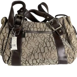 New York & Company Women's Brown/Tan Hobo Bag with Buckle Accents - Picture 1 of 4