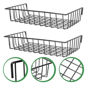 Set of 2 Wall Hanging Baskets Iron Grid Storage for Use - Picture 1 of 12