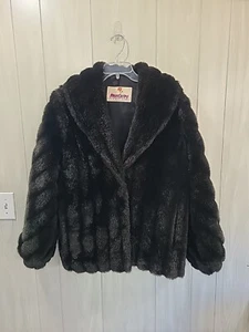 Monterey Fashions Women's Faux Fur Coat Jacket Black Size 14 Vintage Beauty! - Picture 1 of 13