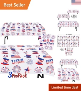 4th of July Plastic Tablecloth | 3 Pcs Pack 54” Inch Wide x 102” Inch Long | ... - Picture 1 of 7