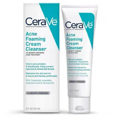 Crema limpiadora facial espumosa para acné Cerave 4 % peróxido de benzoilo 150 ml - Imagen 1 de 4