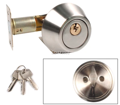 Single Cylinder Deadbolt Dead Bolt Door Lock for 30-50mm Doors with Keys Silver - Image 1 of 4