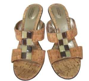 Croft & Barrow Sandals Heels Shoes Sz 10 Slides Sammy Cork "Gem" "Stone"  Accent - Picture 1 of 6
