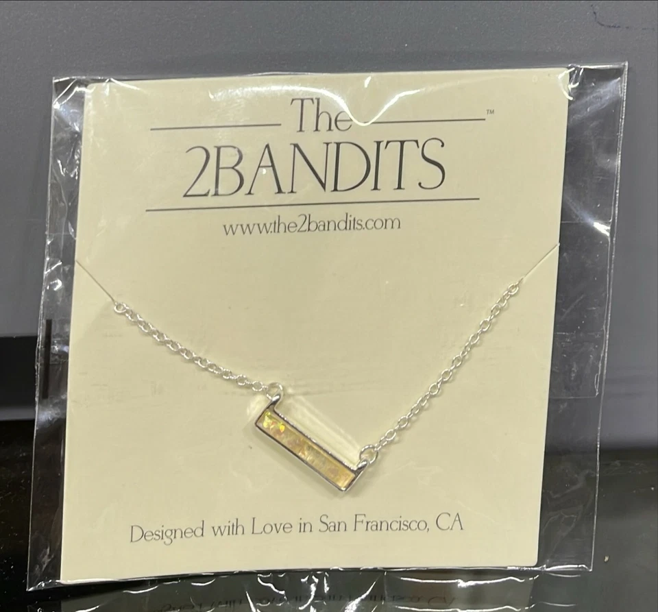 The 2bandits Athens Bar Necklace Iridescent Silver Tone Only1 Gr8price