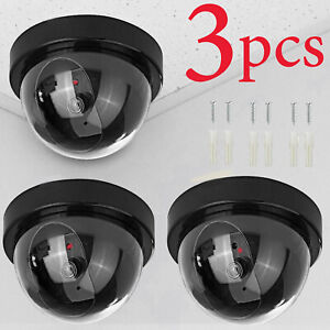 Fake Dummy Dome Surveillance Security Camera with LED Sensor Light