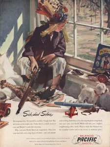 1946 Pacific Sheets: Sick Abed Solace No Romping Today Vintage Print Ad - Picture 1 of 1