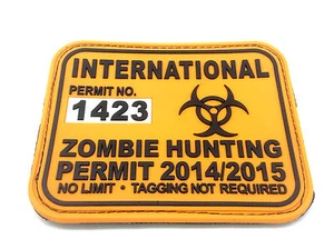 Patch Permit Chasse Zombie International Orange PVC Large Airsoft - Photo 1/2