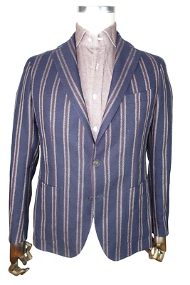 £1450 TAGLIATORE VERANO BORGOÑA RAYAS TEXTURIZADO BLAZER UK 40 EU 50 CHAQUETA ITALIA Foto 1 de 4