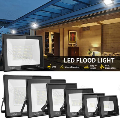 LED Fluter Scheinwerfer Außen Strahler Lampe IP66 Garten Flutlicht 50W 100W 200W - Bild 1 von 4