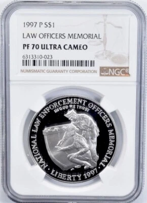 1997 LAW OFFICERS Silver Dollar NGC PF70💥FLAWLESS QUALITY💥 - Image 1 of 4